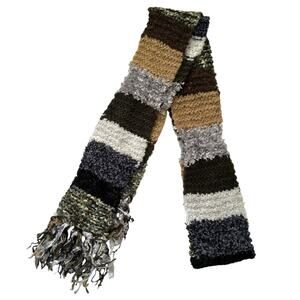 Y2K Chunky Knit Patchwork Scarf NWT 2000s Boho Fringe Winter Indie Cozy 93”